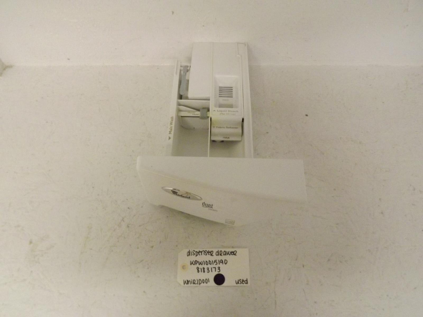 Whirlpool Washer WPW10015190 8183173 Dispenser Drawer Assembly Used Whirlpool Washer WPW10015190 8183173 Dispenser Drawer Assembly Used